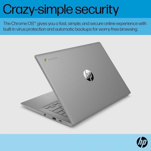 Image of HP Chromebook 14 Laptop (14 inch HD, Intel 4-Core Celeron N4120, 4GB RAM, 64GB eMMC + 64GB SD Card) for Home, Students, Light Weight, Long Battery Life, Webcam, Wi-Fi, IST HUB, Chrome OS (Renewed)