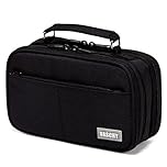 VASCHY Pencil Case, Large Pencil Pouch with Multi-compartments for School, Work, Office Portable Pencil Cases for Adults, Girls and Boys with Top Handle Zippered Stationary Organiser, Black