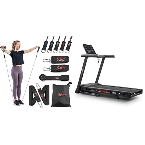Sunny Health Fitness Resistance Band Strength Training Tube Set - NO 089-COMBO Elite Smart Incline Decline 51 cm