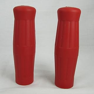 RED Soda Pop Bottle Style Rubber Motorcycle Grips for use with 1" Handlebars/Bars and Exterior Cables - Harley Touring/Sofatil/Sportster/Dyna/FXR Bobber Chopper Cafe Racer