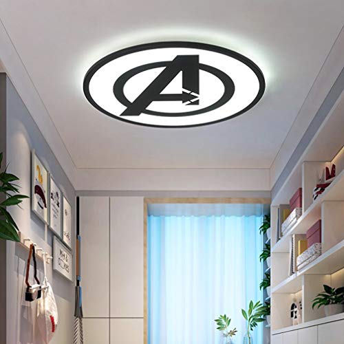 32W moderne ultraminces plafonnier LED Avengers vous associe un design plafonnier Un plafond lampe chambre métallique décoratif garçon chambre lumière acrylique Ø52cm,Noir,6000K