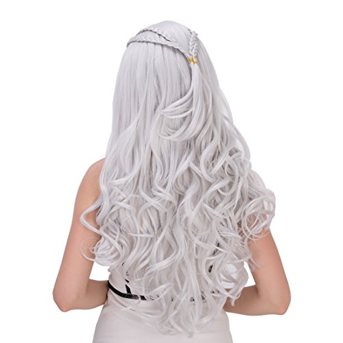 Probeauty Braid Silver/Blonde Long Curly Women Cosplay Wigs (Silver)