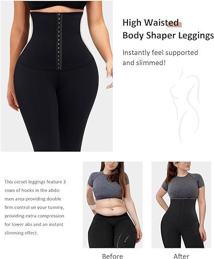 Image of Gym Leggings for Women High Waist, Corset Style Tummy Tucker Shapewear with Hook & Eye Closure for Better Compression, Casual and Gym Wear Multi-Purpose High Waist Trouser