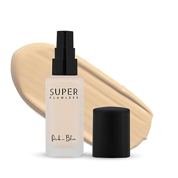 PINK N BLUE® Super Flawless Liquid Foundation Full Coverage Lotion, Matte Finish, With Spf, Absorbs Oil | Poreless, Long Lasting MakeUp | 45ml | Warm Ivory 01