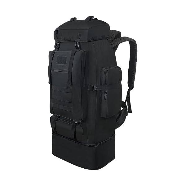Vaupan Hiking Backpack, 100L Large Camping Backpack, Expandable Waterproof Molle Rucksack, Outdoor Sport Travel Daypack Military Tactical Backpack for Men Women (Black)