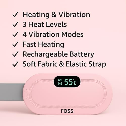 Image of Ross Menstrual Heating Belt for Period Pain Relief - Rechargeable Electric Heat Pad with Adjustable Strap & LCD Display - Portable Heating Belt for Women's Cramps, Stomach & Abdominal Pain Relief