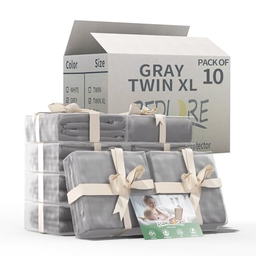 2 Pack Waterproof Mattress Protector, Twin Size Mattress Pad with Deep Pocket 6"-15" Depth, Soft Breathable Dirt-Proof Single Bed Mattress Cover for Bedroom, Dorm Room (Gray) Grey Twin
