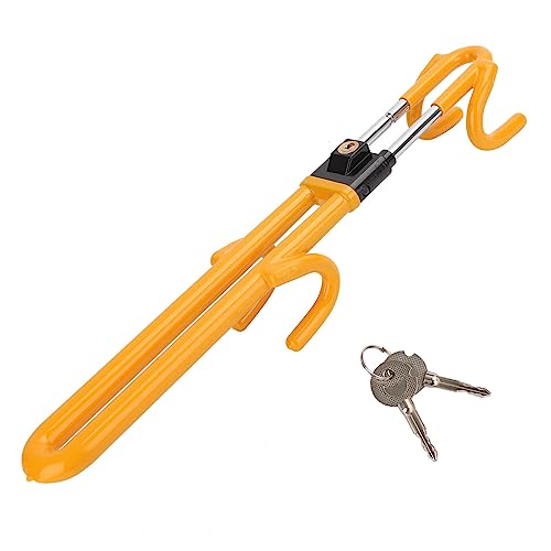 Youyijia Steering Wheel Lock with Twin Bar Double Hook Design Universal High Visibility Car Lock Heavy Duty Anti-Theft Device Locks (Includes 2 Keys)