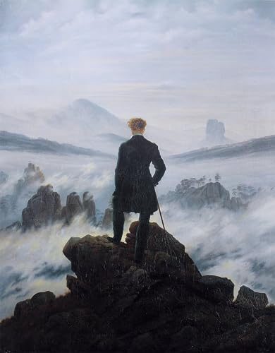 Pintura mural El caminante sobre el mar de Caspar David Friedrich, lienzo decorativo 60x90