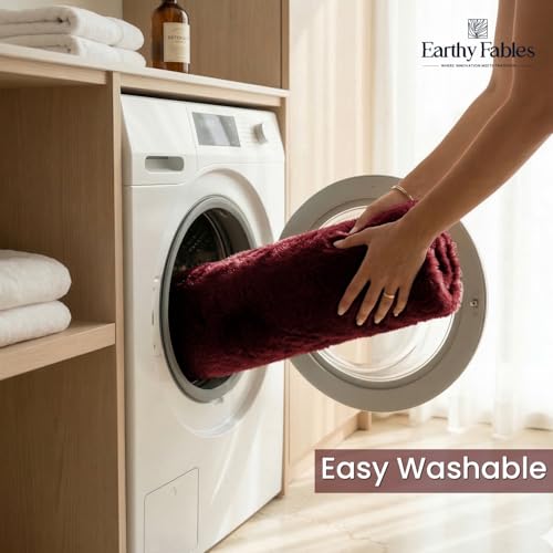Image of Earthy Fables Plush Microfiber Bath Mat, Quick Dry, Anti-Skid, Water Absorbent, Non-Slip, Machine Washable Floor Rug, Shower Mat, Door Mat for Bathroom, Bedroom, 60 x 40 cm - Wine