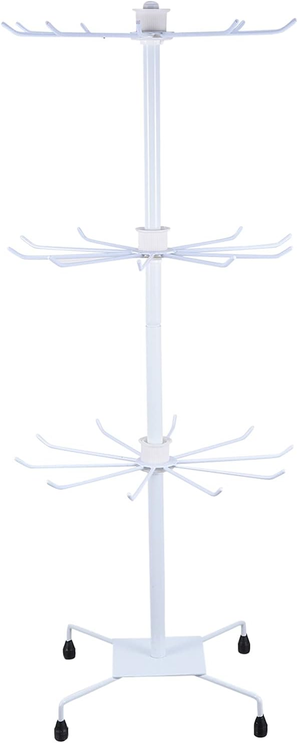 DOITOOL 3- Tier Hat Display Rack Stand Metal Retail Display Stand Cap Organizer Standing Hat Hooks Rotating Rack