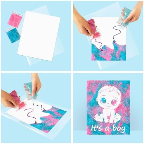 FETTIPOP Magic Art Canvas, Exposuring Sand Art (Gender Reveal – It's a Boy Smiling) - 서프라이즈 베이비 샤워 임신 발표, 독특한 선물 20.1 x 24.9cm(7.9 x 9.8인치) — 사진 5