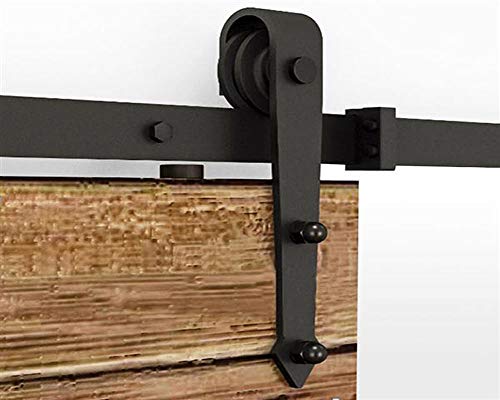 Yaheetech 8Ft Heavy Duty Sliding Barn Door Hardware Kit - Single Door Track Rail Rollers System Set - Includes Step-By-Step Installation Instruction Fit 42"-48" Wide Door Panel J Shape Roller Black #TOP4