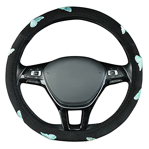 August Auto Universal Fit 15Inch Pretty Butterfly Steering Wheel Cover,Fit Cars, Suvs, Trucks And Vans (Black And Mint) #TOP2