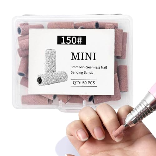 Nail Drill Sanding Bands - 50 Piece Compact Manicure Supplies with Storage Case | Grit File Bands for Nails Art Care, Travel Fri