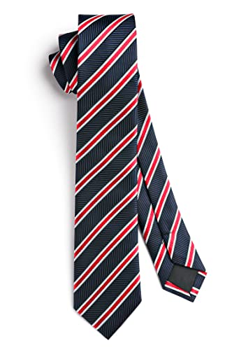 Enlision Navy Dark Blue Striped Tie Boys Necktie Pocket Square Set Red Children Tie For Boy Classic Formal Neck Strap Tie For Kids Party School #TOP4