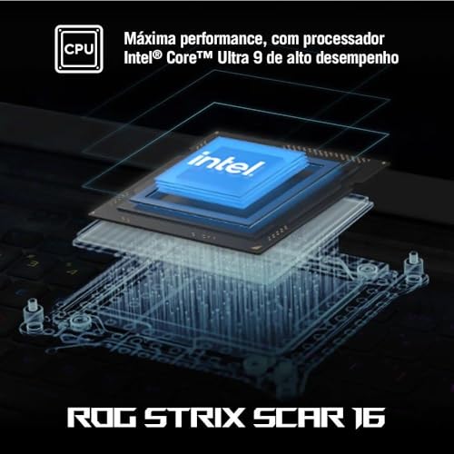 Notebook Gamer ROG Strix Scar G16 G635LW NVIDIA RTX5080 Intel Core Ultra 9 275HX 32GB Ram 2TB SSD Windows 11 Tela 16″ 240Hz FHD Black – RW013W