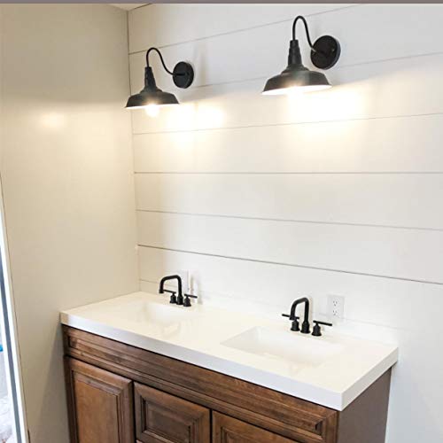 Brightess #61 Retro Black Wall Sconce Gooseneck Barn Flat Lamp Industrial Vintage Farmhouse Wall Lamp Outside Led Lamp Fixtures Hardwired (2 Packs) #TOP5
