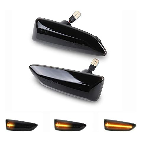 2pcs Dynamic LED Side Marker Lights 12V Flowing Turn Signal Light Side Repeater Lamp Panel Lamp Smoke Compatible with V-auxhall O-pel Astra J Astra J K Zafira C Insignia B Grandland X Cover