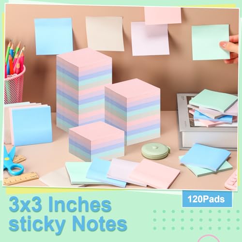 Image of Fainne 120 Pack Sticky Notes Bulk 3x3 Multicolor Self Stick,Cute Color