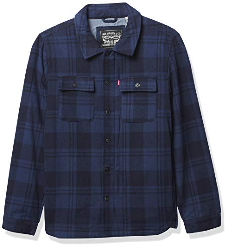 Levi's Men's Washed Cotton Shirt Jacket, Navy Plaid, Medium #TOP3