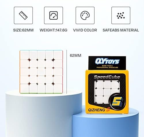 TOYESS Stickerless 5x5 Speed Cube, Smooth Magic Cube 5x5x5, Professional Puzzle Cube, Brain Teasers Toys, Stocking Filler for Kids & Adults