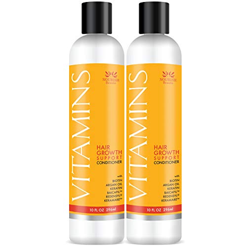 Nourish Beaute Vitamins Conditioner for Hair Loss to Promote Hair Regrowth, Volume and Thickening with Biotin, DHT Blockers, Antioxidants, Oils and Extracts, For Men and Women, 2 Pack, 10 Ounces Each