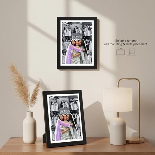 Image of Framekaari Friends Customised Photo Frame | Personalised Birthday Gift | Custom Photo Collage | Synthetic Wood Frame | Tabletop & Wall Mount | Room & Home Decor | 16x21 cm (Design-02)