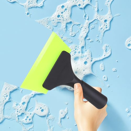 Image of uxcell 2Pcs 5 Inch Shower Squeegee for Glass Doors, All-Purpose Bath Squeegee with Handle for Bathroom Window Mirror Car Glass, Blue