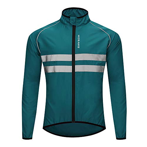 WOSAWE Chaqueta de ciclismo para hombre, ultraligera, cortavientos, impermeable, de manga larga, chaqueta transpirable(Navy XL) Cover