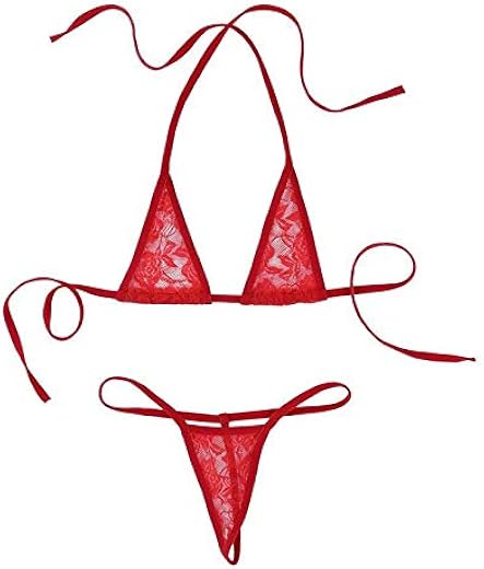 Royal Finish Women's Lace Micro G-String Bikini 2 Piece Sliding Top Thong Summer Trendy Bikini Set