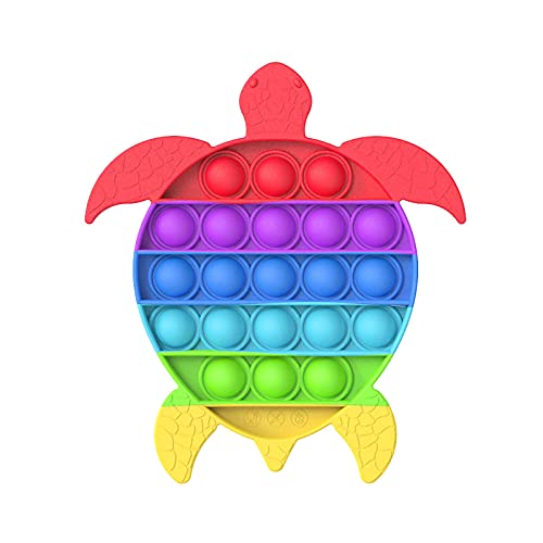 LSGO Kleine Tierform Fidget Toys,Pop It Antistress Spielzeug für Kinder, Regenbogenfarben Push Bubble Fidget Toy, Sensory pop Fidget pop up Spielzeug Regenbogenfarben (B26-Schildkröte) Cover