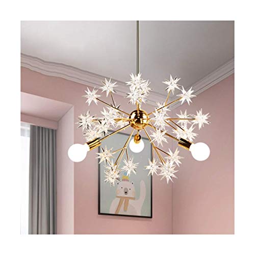 Lustre en fer créatif et acrylique design étoile pour chambre à coucher lumineuse