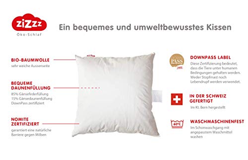 Kopfkissen 40 x 80 Zentimeter aus Entendaunen und -federn, Made in Germany
