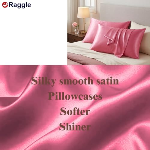Image of RAGGLE Satin Silk Pillowcase for Hair and Skin Standard Size 18 inchX 28 inch with Soft Breathable Smooth Cooling Pillow Covers for Sleeping or Pillow Protector (4, Rust)