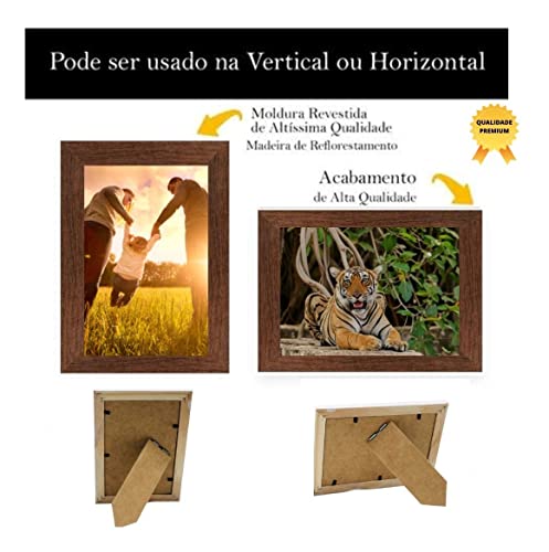 Kit 10 Porta Retratos 10x15 A6 Foto Moldura Marrom C/ Vidro
