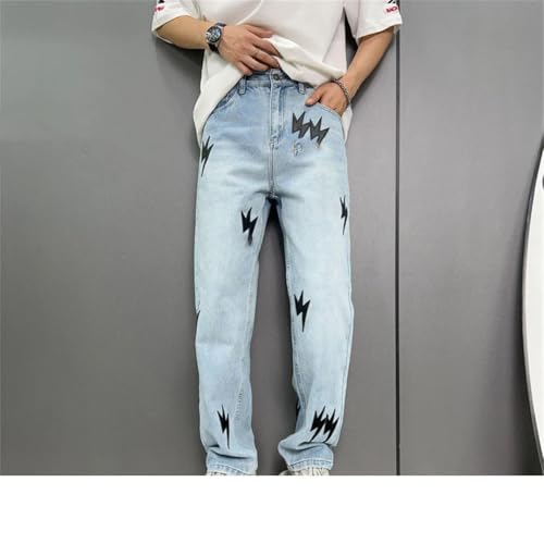 Men's Washed Printed Loose Street Plus Size Hip Hop Korean Styleinsmop Jeans2