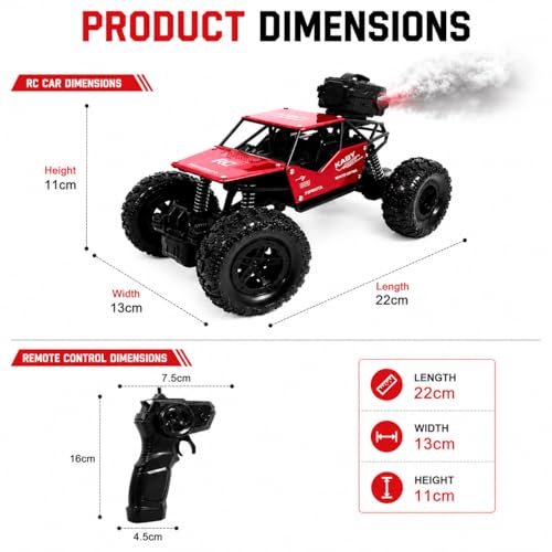Image of Braintastic Rock Climbing RC Cart Off-Road Rock Crawler Truck Vehicle 2.4ghz 2wd 1: 20 Radio Remote Control Car Toys for Kids 5+ Years (Red)