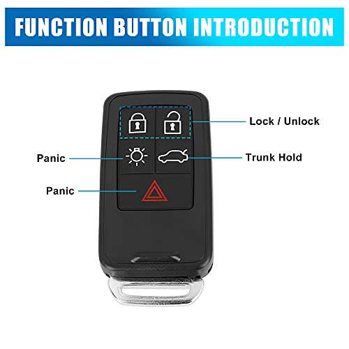 X AUTOHAUX Car Keyless Remote Key Fob Shell Case PG788A 5 Key Button Black, 7x3.5x1cm / 2.76"x1.38"x0.39"(L*W*H) - Image 3