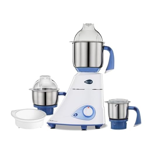Preethi Blue Leaf Diamond 750-Watt Mixer Grinder with 3 Jars, Blue/White