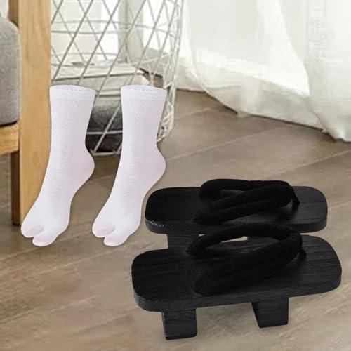 Zapatillas Tipo Zuecos de Madera Japonesas, Portátiles, Zapatos Japoneses Tradicionales, Sandalias para Viajes Y Playa, Negro, 42 - imagen 2