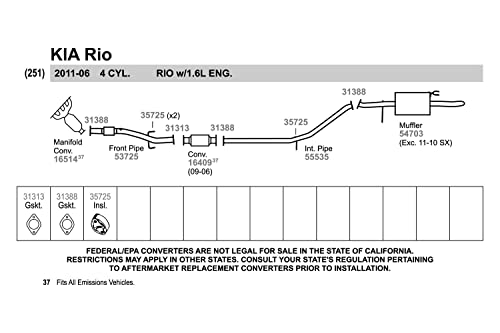 Image of Walker 53725 Exhaust Pipe for Hyundai Accent