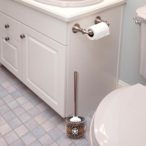 Image of Rustic Toilet Brush Holder Set - Western Bathroom Decor, Cowboy & Southwestern Style, Toilet Cleaner & Scrubber for Cabin & Rustic Home Decor, Decorative Toilet Brush and Holder