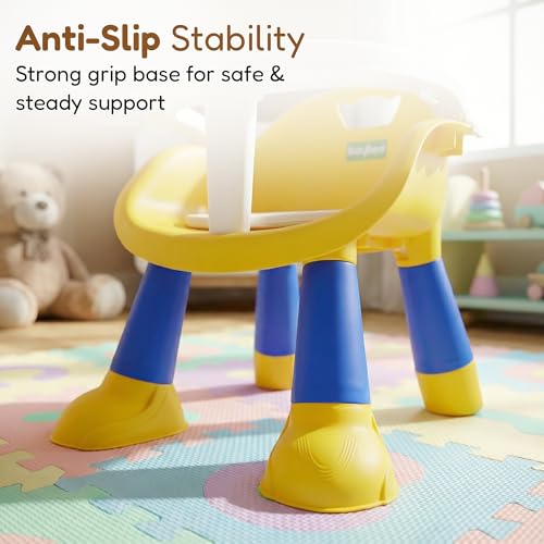 Image of Baybee Booster Seat for Baby | Feeding Chair with Tray | Portable Dining Seat for Toddlers | Baby Feeding Solution for Home & Travel (0-6 Years, Yellow)