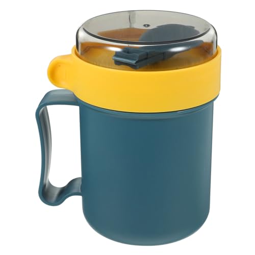 PRETYZOOM 500ml Portable Soup Mug Round Microwaveable Breakfast Cup Cover Sealing Milk Cup for Oatmeal Household Breakfast Jar to Go