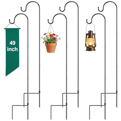 Image of GOFORWILD 49 Inch 6 Pack Adjustable Shepherd Hooks, Premium Metal | Garden Hook for Outdoor, Hanging Plant, Solar Lights, Lanterns, Bird Feeders, and Wedding Decor, Heavy Duty