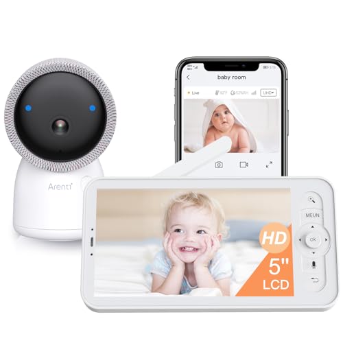 ARENTI Babyphone mit Kamera 2K/3MP, 5 Zoll WiFi Video Babyphone PTZ 355°, IR Nachtsicht, Nachtlicht, Schlaflieder, Temperaturanzeige, unterstützt Mobile App Steuerung