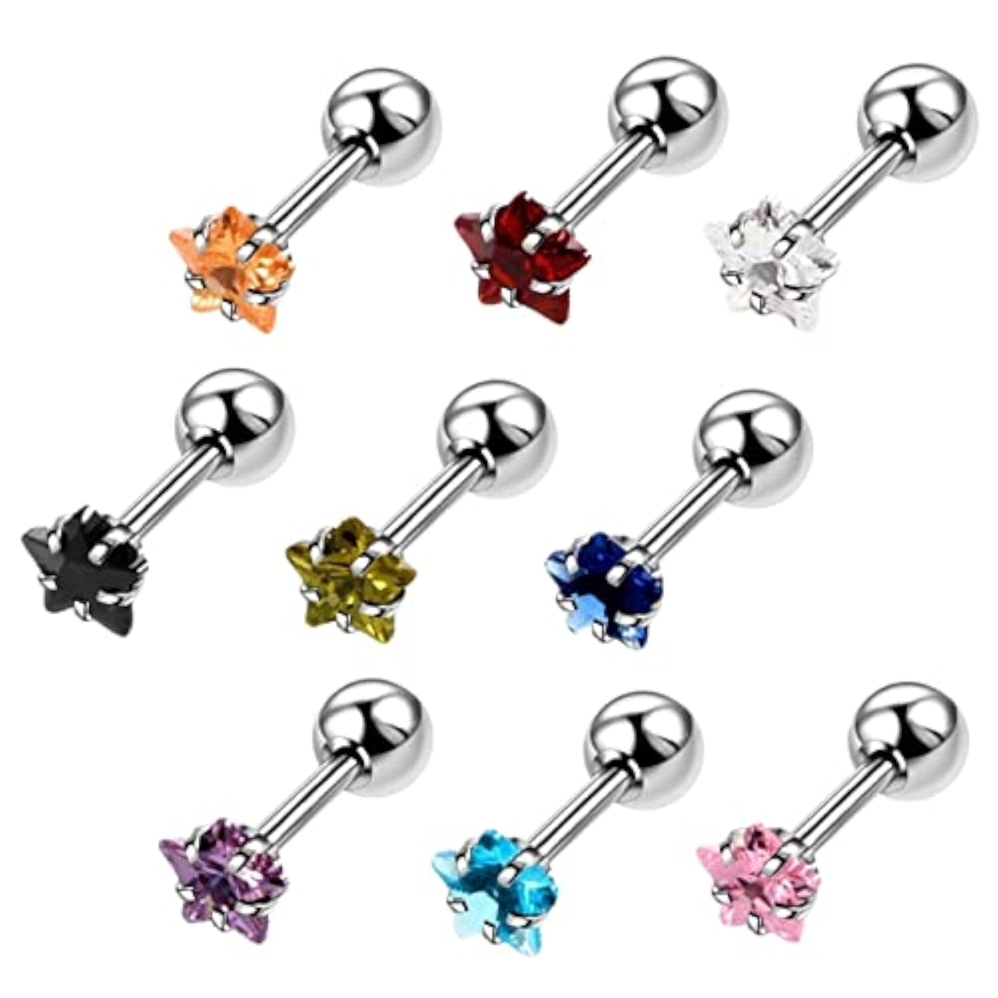 Round Crystal Ear Screw Ball Stainless Steel Women's Mini Stud Earrings