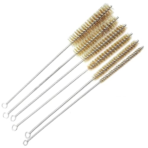 Bkemkri Set di 6 Pennelli in Ottone per la Pulizia del Tubo di Spazzola in Filo di Ottone per la Pulizia di Utensili del Tubo e Del Cilindro per La Pulizia Degli Utensili a Mano 8/10/12/15/20/25 mm
