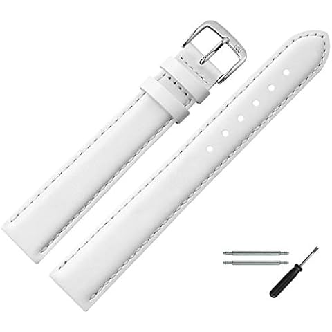 MARBURGER Uhrenarmband 14mm Leder Weiss XL Cover